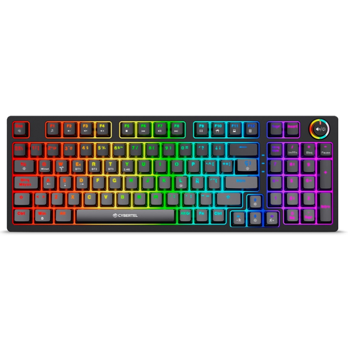 Teclado Mecanico Cybertel Striker RGB 96 Teclas Bluetooth WiFi Recargable USB Gamer, K1008-3M / Cybertel