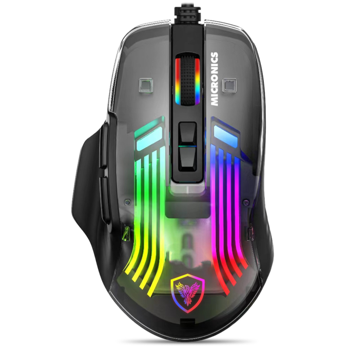 Mouse Micronics Murano USB RGB 7 Botones 12800 DPI Gamer, GM891 / Micronics