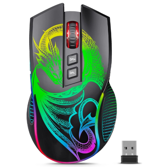 Mouse Micronics Dragon 3 Bluetooth WiFi Recargable USB-C RGB 7 Botones 4800 DPI Gamer, GM806-3M / Micronics