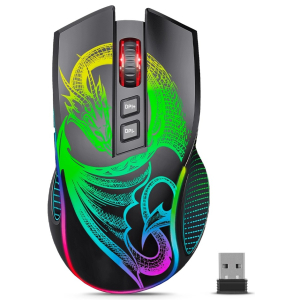 Mouse Micronics Dragon 3 Bluetooth WiFi Recargable USB-C RGB 7 Botones 4800 DPI Gamer, GM806-3M