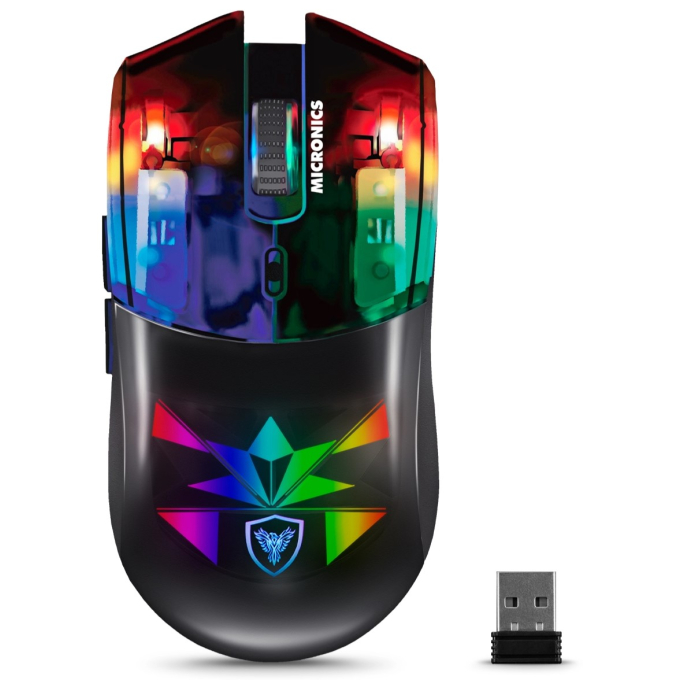 Mouse Micronics Neon 3 Bluetooth WiFi Recargable RGB 4800 DPI 7 Botones Gamer, GM809-3M / Micronics