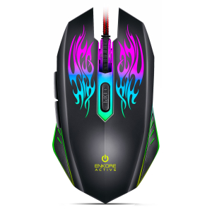 Mouse Enkore Active USB 6 Botones 3200 DPI 7 LEDs Gamer, EKM300