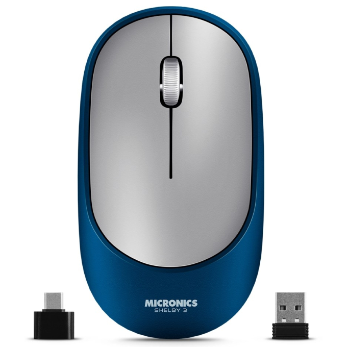 Mouse Inalambrico Micronics Shelby 3 Blue Bluetooth WiFi Recargable, M701-3M / Micronics