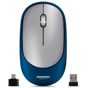 Mouse Inalambrico Micronics Shelby 3 Blue Bluetooth WiFi Recargable, M701-3M