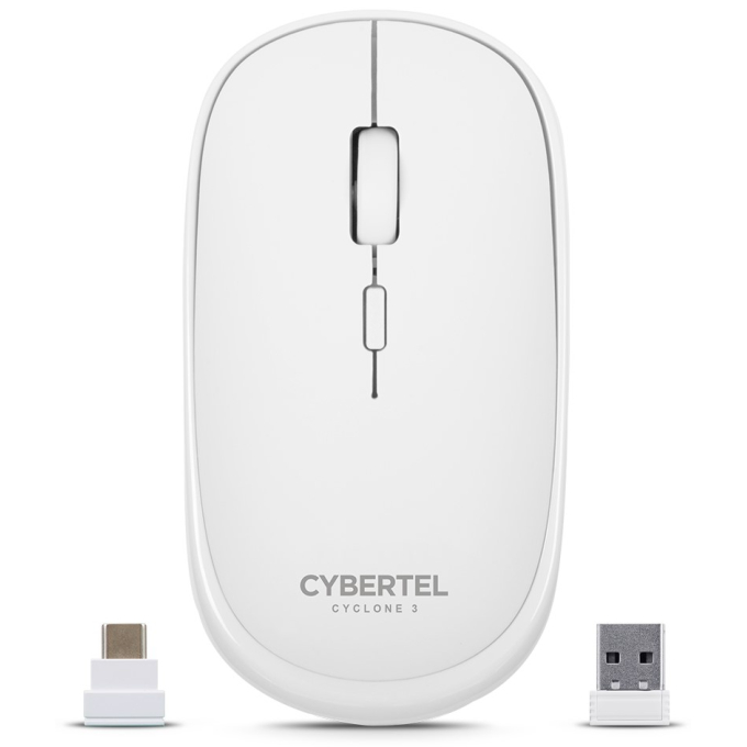 Mouse Inalambrico Cybertel Cyclone 3 White Bluetooth WiFi Recargable USB-C, M500+3M / Cybertel