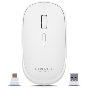 Mouse Inalambrico Cybertel Cyclone 3 White Bluetooth WiFi Recargable USB-C, M500+3M