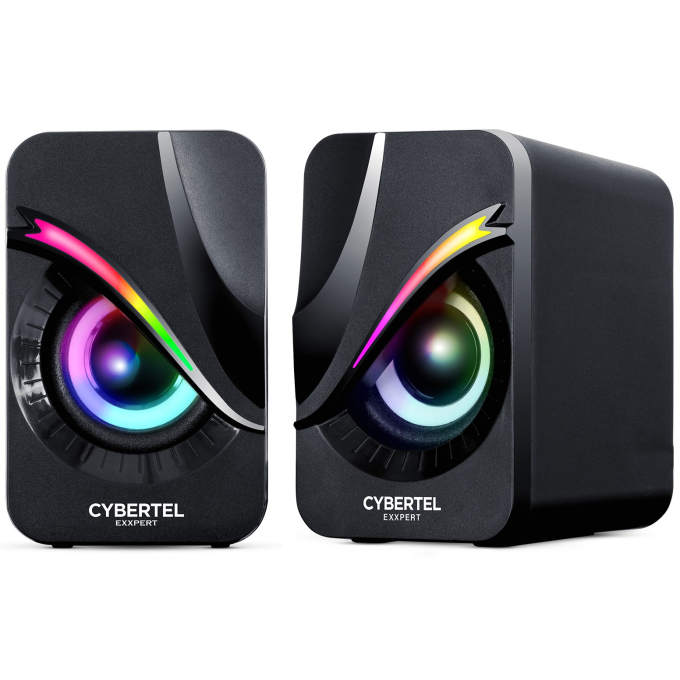 Parlantes 2.0 Cybertel Exxpert Black RGB 2pulgadas, S301 / Cybertel