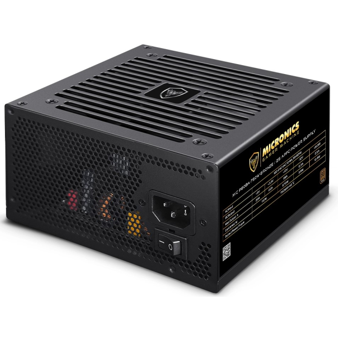 Fuente de Poder ATX Micronics 750W APFC 80 Plus Bronze, P80BA-750W / Micronics