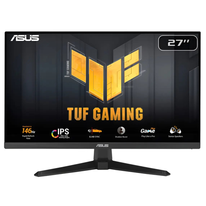 Monitor ASUS TUF 27pulgadas Full HD 1920x1080 IPS 146Hz 1ms, Adaptive Sync, Altavoces, HDMI, DisplayPort, Compatible con Montura VESA, Negro, Gamer, VG279QE5A / Asus