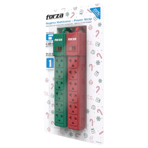 Regleta Electrica Forza 6 Tomas de Corriente, AC 110/220V, Green & Red 2PX, PS-001 2PX / Forza