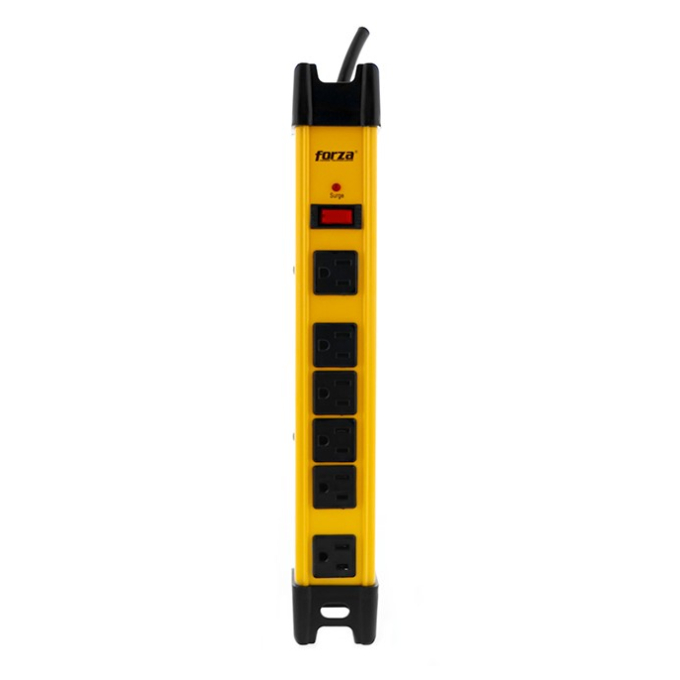 Protector contra Sobretensiones Forza FSP-806 125V 1875W, 6 Tomas de Corriente, Cable 91cm, Amarillo / Forza