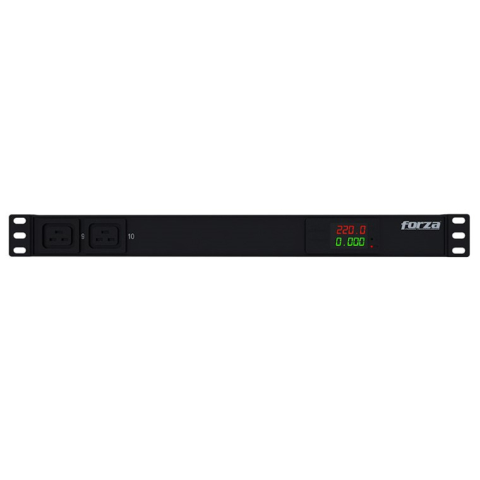 PDU Forza 1U para Rack 10 Tomas de Corriente, 8 x C13, 2 x C19, AC 200/240V, Medido con SPD, FPD-1012M1U / Forza