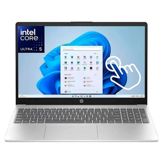 Laptop HP 15-FD2050WM, Intel Core Ultra5 255U, Memoria RAM 8GB, Disco Solido 512GB SSD, Pantalla 15.6pulgadas Full HD 1920x1080 144Hz Tactil, Win11, Silver / HP