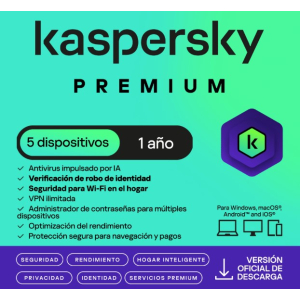Antivirus Kaspersky Premium, 5 Dispositivos, 1 A?o
