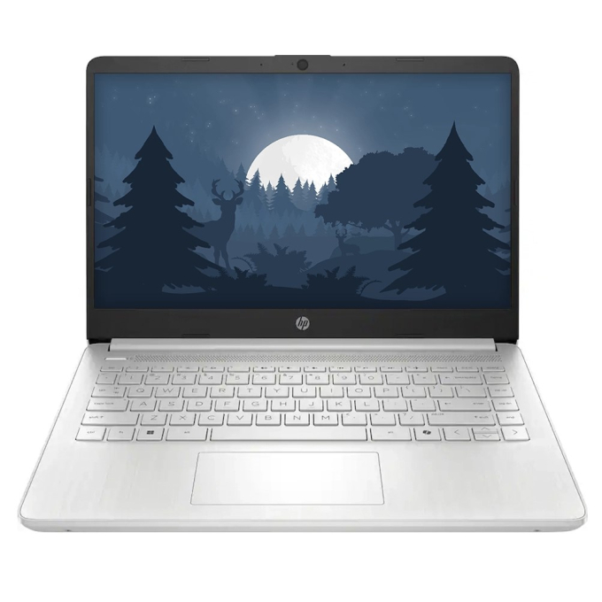 Laptop HP 14-DQ6101DX, Intel N150, Memoria RAM 4GB DDR5, Disco Solido 128GB SSD, Pantalla 14pulgadas HD 1366x768, Win11, Silver / HP