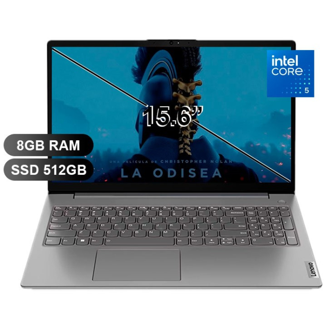 Laptop Lenovo V15 G5 IRL, Intel Core i5-210H, Memoria RAM 8GB DDR5, Disco Solido 512GB SSD, Pantalla 15.6pulgadas 1920x1080 Full HD, 83HFS03B00 / Lenovo