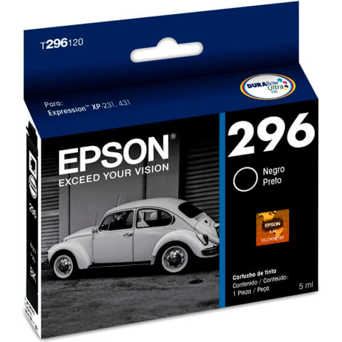 Cartucho de Tinta Compatible Negro Epson 296, para Impresoras XP-231, 241, 431, 441 - 130 Paginas / Epson