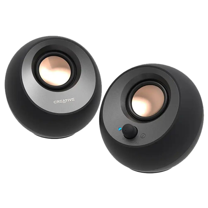 Parlante Creative Pebble V3 2.0, 8W/16W, Bluetooth, 3.5mm, USB-C Power/Audio, Black, 51MF1700AA000 / CREATIVE
