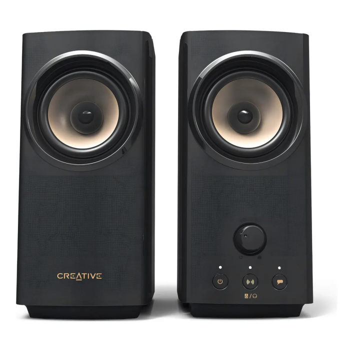 Parlante Creative T60 2.0, 30W/60W, Bluetooth, USB-C, 3.5mm, Microfono, SB Surround, 220V, Black, 51MF1705AA001 / CREATIVE