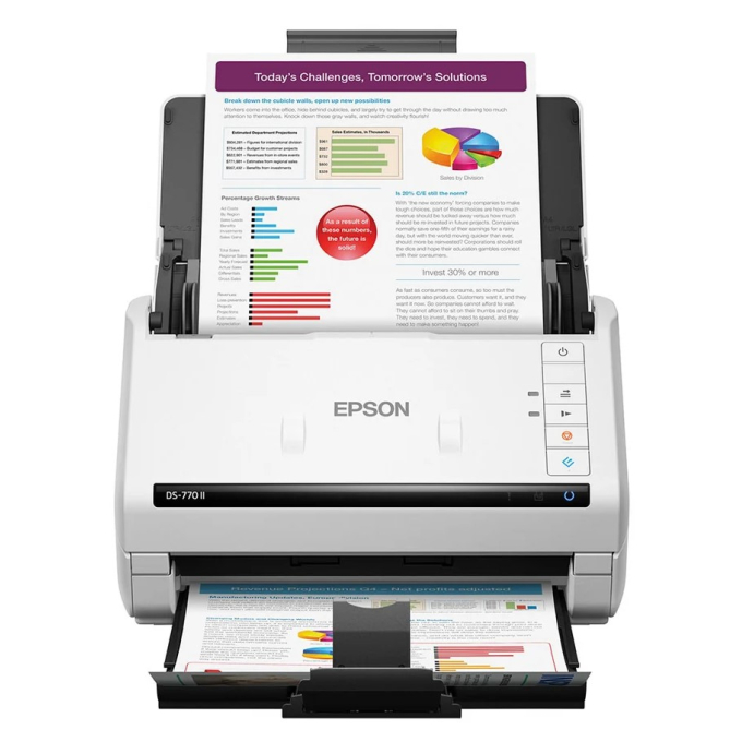 Escaner de Documentos Epson DS-770 II, Duplex, 600 DPI, 45ppm, ADF 100 Hojas, USB 3.0, B11B262201 / Epson