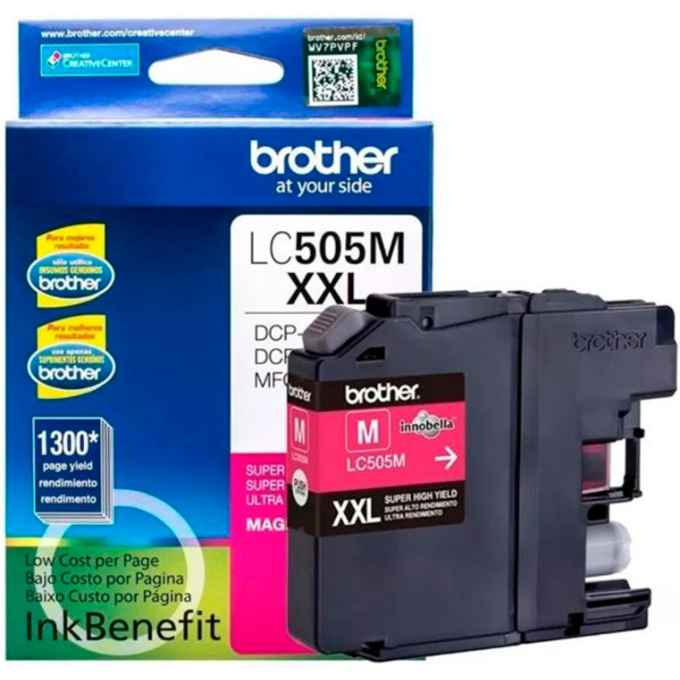 Cartucho de Tinta Brother LC505M XXL Magenta para Impresoras DCP-J100, DCP-J105, MFC-J200, MFC-J245 - 1.300 Paginas / Brother