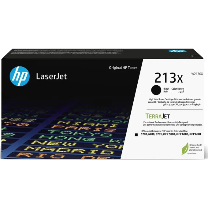 Toner HP 213X Negro (W2130X) para Impresoras LaserJet Enterprise 5700dn, 6700dn, 6701dn, MFP 5800dn, 6800dn - 9.000 Paginas / HP