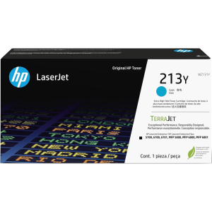 Toner HP 213Y Cian (W2131Y) para Impresoras LaserJet Enterprise 5700dn, 6700dn, 6701dn, MFP 5800dn, 6800dn - 12.000 Paginas, Celeste