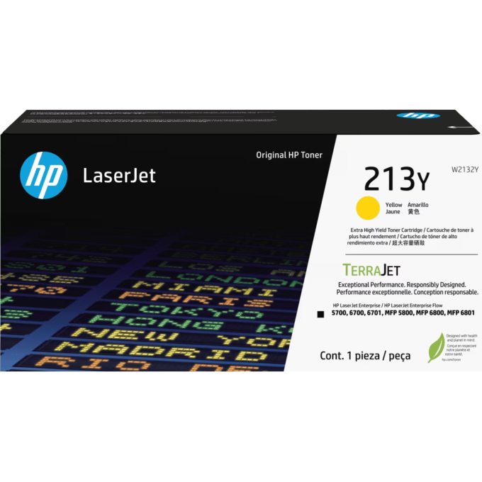 Toner HP 213Y Amarillo (W2132Y) para Impresoras LaserJet Enterprise 5700dn, 6700dn, 6701dn, MFP 5800dn, 6800dn - 12.000 Paginas / HP