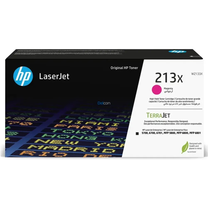 Toner HP 213X Magenta (W2133X) para Impresoras LaserJet Enterprise 5700dn, 6700dn, 6701dn, MFP 5800dn, 6800dn - 6.000 Paginas / HP