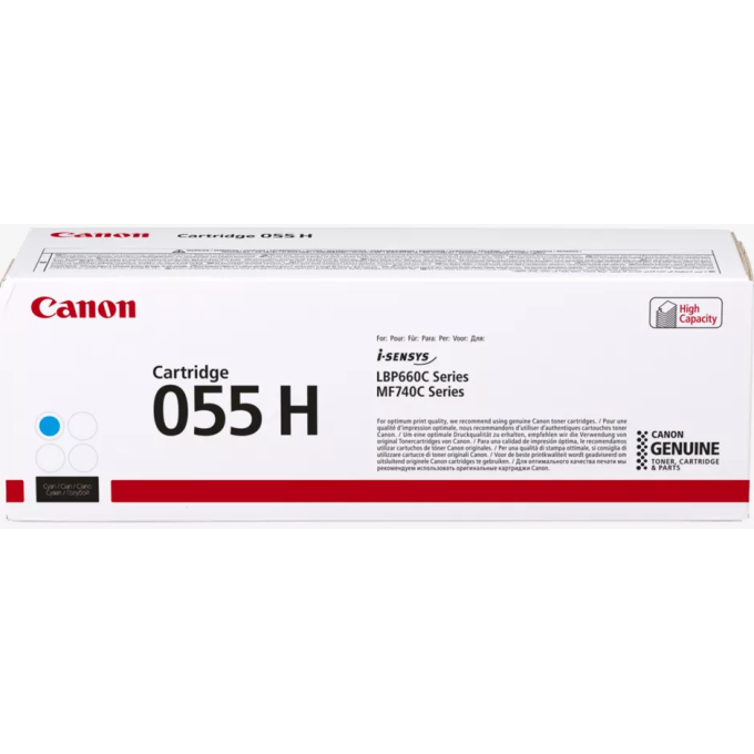 Toner Canon 055H Cian para Impresoras MF746, LBP664 - 5.900 Paginas, Celeste / Canon
