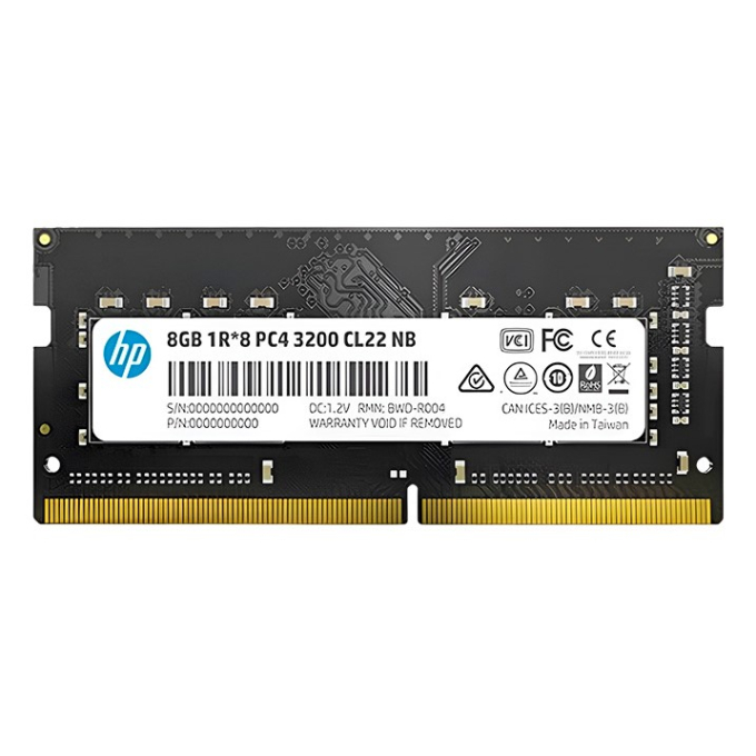 Memoria RAM HP S1 DDR4 SODIMM 8GB 3200MHz 2E2M5AA#ABB, Para Laptop / HP