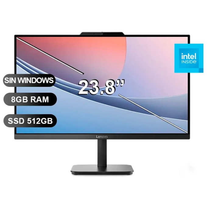 All in One Lenovo V100, Intel N100, Memoria RAM 8GB, Disco Solido 512GB SSD, Pantalla 23.8pulgadas 1920x1080, 13JA003RLD / Lenovo