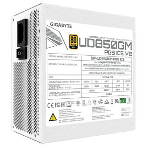 Fuente de Alimentacion Gigabyte UD850GM PG5 ICE, 850W, 80 PLUS Gold, ATX / Gigabyte
