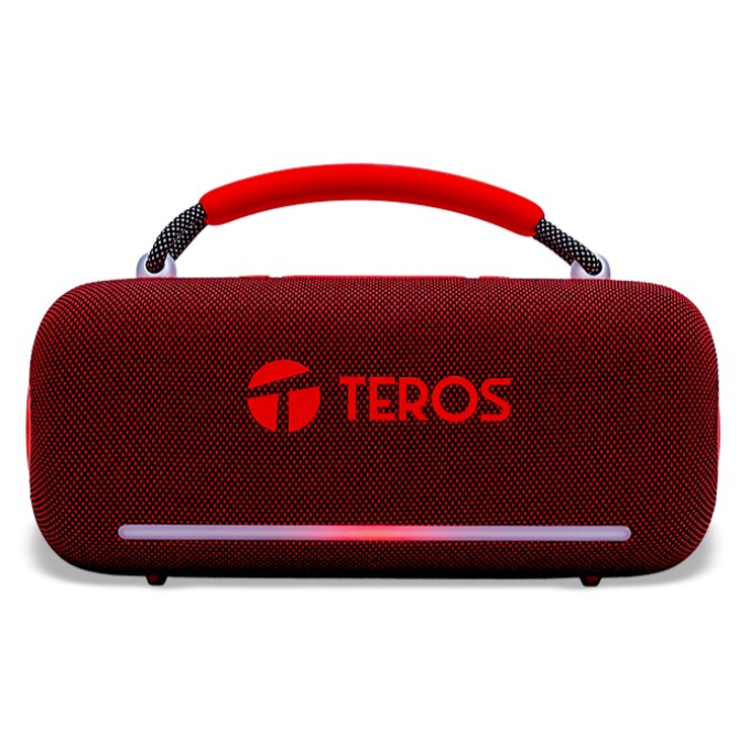 Parlante Inalambrico Teros Vibe, Bluetooth 5.3, 60W, 4000mAh, USB, Luces LED, Rojo, VB-6049R / Teros