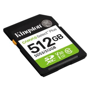 Tarjeta de Memoria SD Kingston 512GB Canvas Select Plus, UHS-I/U1 / Kingston