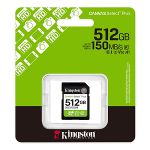 Tarjeta de Memoria SD Kingston 512GB Canvas Select Plus, UHS-I/U1 / Kingston