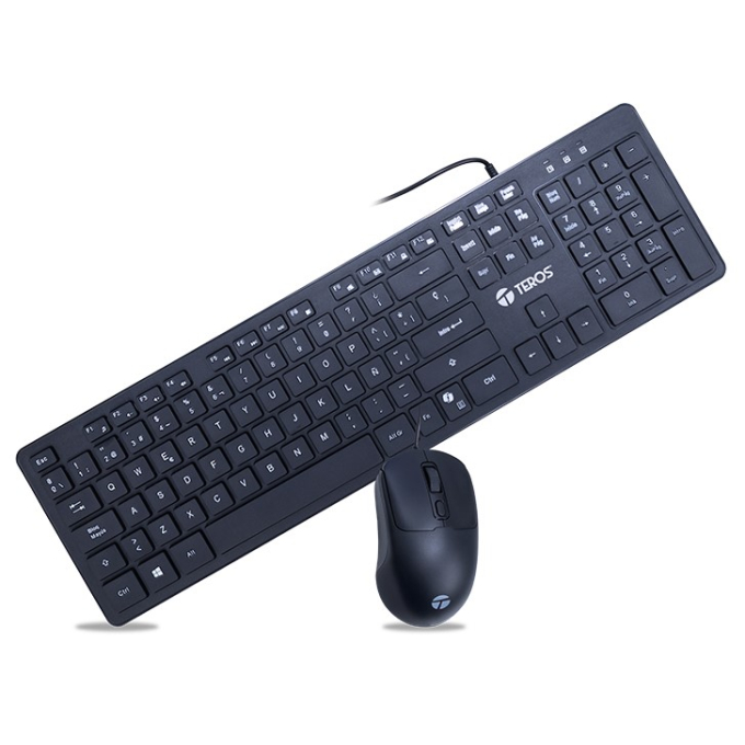 Kit Teclado + Mouse Teros con Tecla Copilot, Negro, TE-5019S / Teros