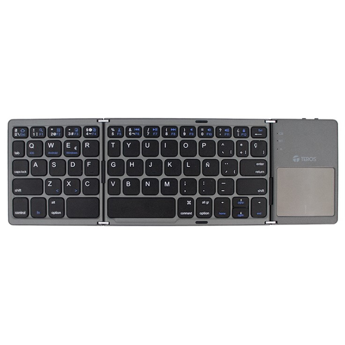 Teclado Inalambrico Plegable Teros TE-4075S, Bluetooth 3.0, Gris / Teros