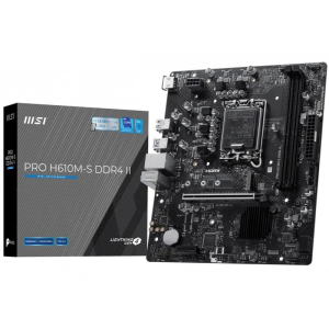 Placa Madre MSI PRO H610M-S DDR4 II, Chipset Intel H610, Socket LGA 1700, DDR4, Micro ATX, Negro