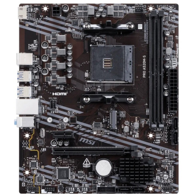 Placa Madre MSI PRO A520M-S, Chipset AMD A520, Socket AM4, Micro ATX / MSI