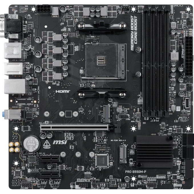 Placa Madre MSI PRO B550M-P, Chipset AMD B550, Socket AM4, Micro ATX / MSI
