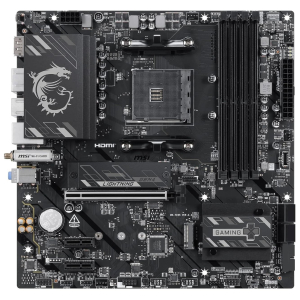 Placa Madre MSI B550M GAMING PLUS WIFI6E, Chipset AMD B550, Socket AM4, Micro ATX, Wi-Fi 6E.