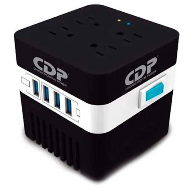 Estabilizador de Voltaje CDP RU-AVR604I, 600VA/300W, 4 Salidas, 4 Puertos USB. / CDP