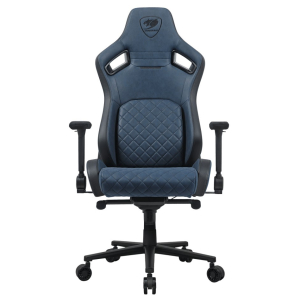 Silla Gamer Cougar Defensor S, con Tapizado Tipo Cuero y Tela Terciopelo, Soporte Lumbar Pushback, Apoyabrazos 4D y Almohadilla Cervical Magnetica