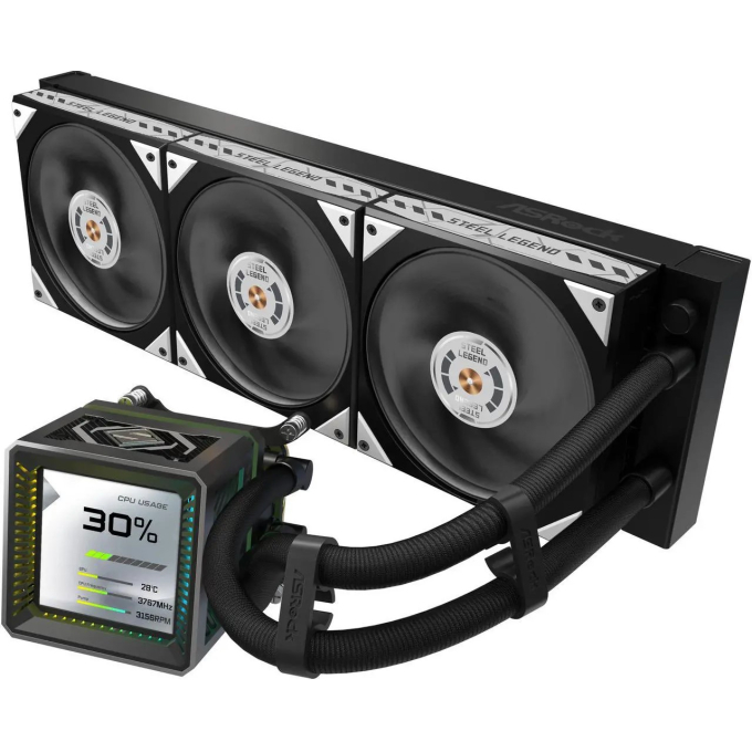 Refrigeracion Liquida AIO Steel Legend Dark 360, con Pantalla LCD / ASRock