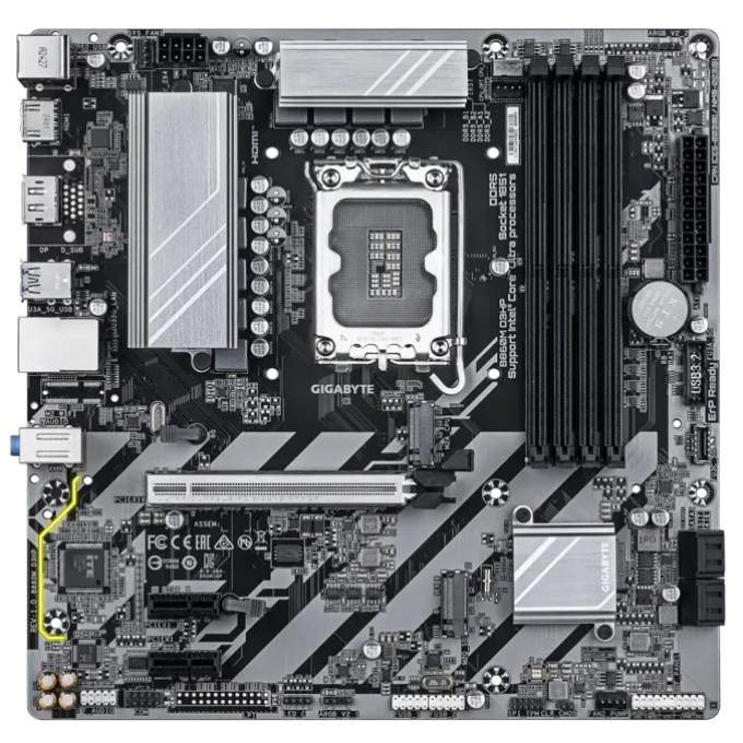 Placa Madre Gigabyte B860M D3HP, Chipset Intel B860, Socket LGA1851, DDR5, Micro-ATX / Gigabyte
