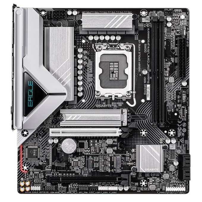 Placa Madre Gigabyte B860M EAGLE WIFI6 V2, Chipset Intel B860, Socket LGA1851, DDR5, Micro-ATX, Wi-Fi 6 / Gigabyte