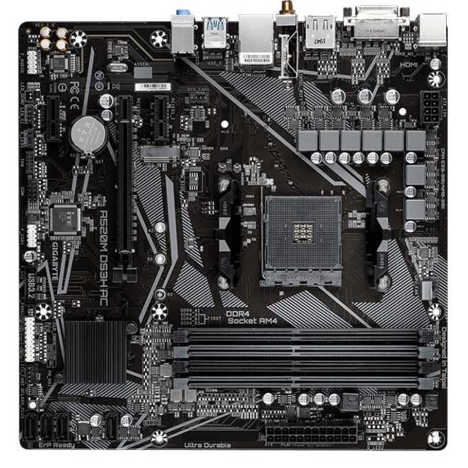 Placa Madre Gigabyte A520M DS3H AC, Chipset AMD A520, Socket AM4, Micro-ATX / Gigabyte