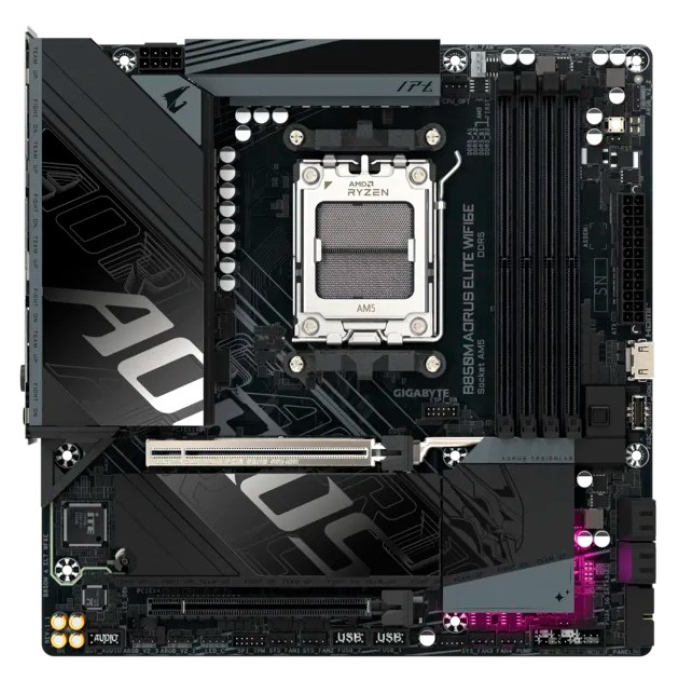 Placa Madre Gigabyte B850M AORUS ELITE WIFI6E, Chipset AMD B850, Socket AM5, Micro-ATX / Gigabyte