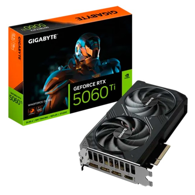 Tarjeta de Video Gigabyte GeForce RTX 5060 Ti WINDFORCE OC 16GB GDDR7, PCIe 5.0 / Gigabyte